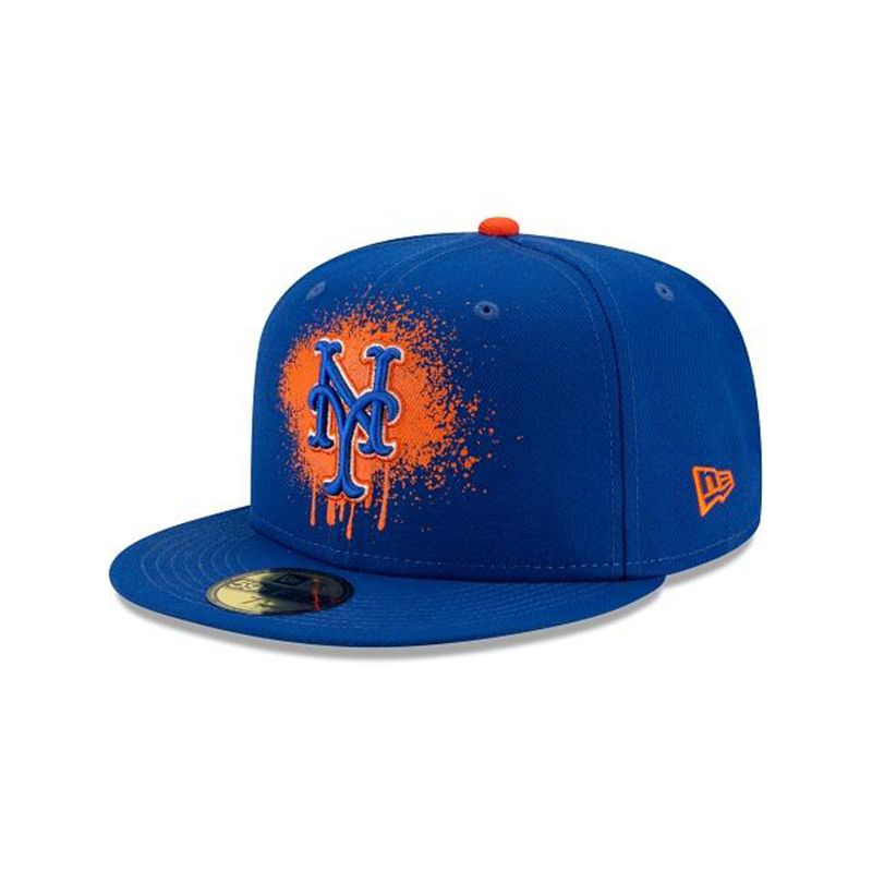 MLB New York Mets Drip Front 59Fifty Fitted (XGX4422) - Blue New Era Caps